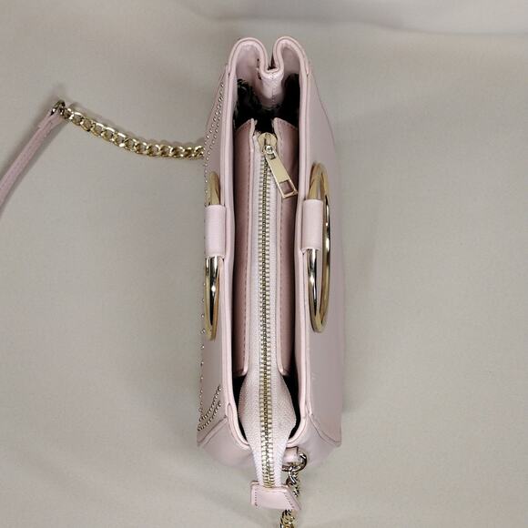 Elegant Studded Gold Light Baby Pink Chain Boho Chick Sheek Crossbody Bag Purse - Picture 4 of 16